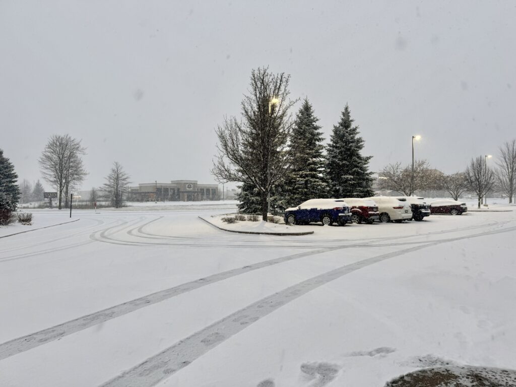 snow on parking lot